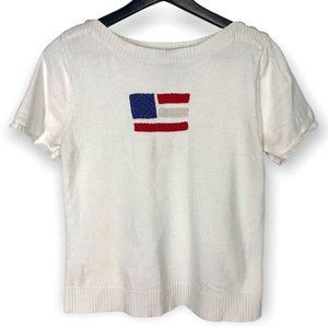 Vintage 90s Christopher and Banks Embroidered American Flag Top Small